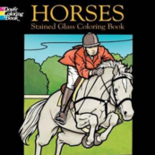 The cover of the coloring book Horses: Stained Glass Coloring Book by John Green.