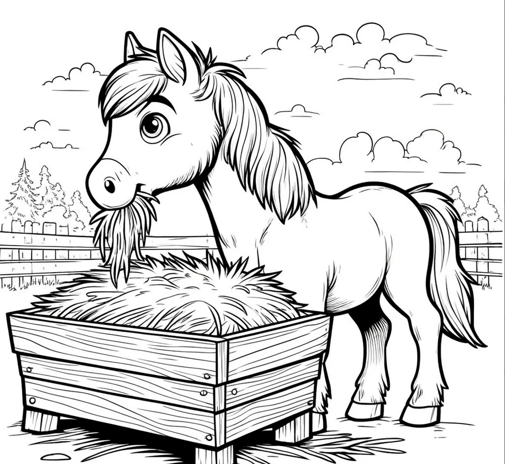 Cute horse coloring book for kids who love horses