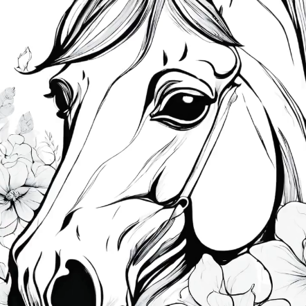 horse coloring page horse head etsy