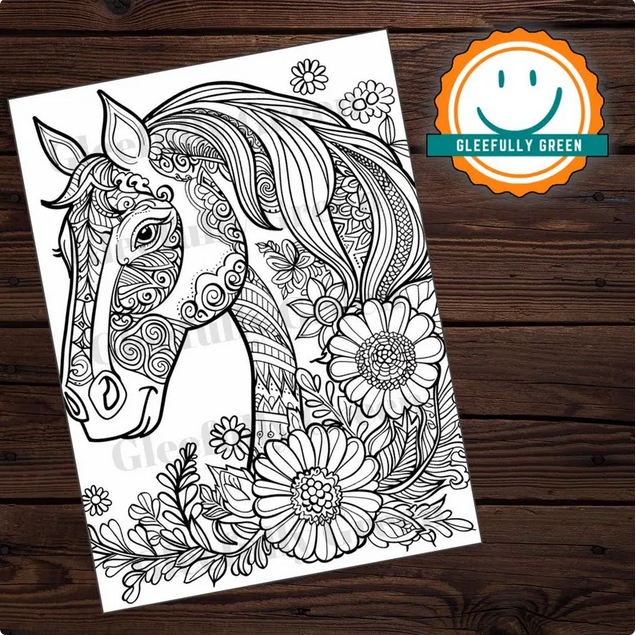 Adult Coloring Page of a Portrait of the Horse