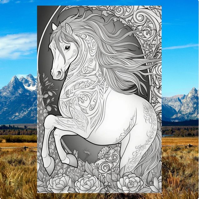 Horse Coloring Page for Teens and Young Adults